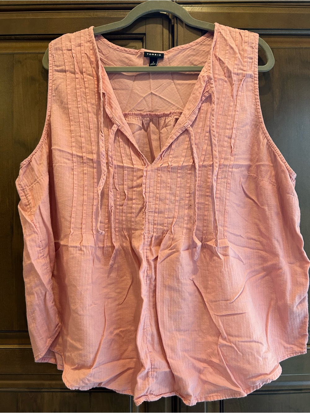 torrid Blush Pink Pintuck V-Neck Sleeveless Cotton Camisole
